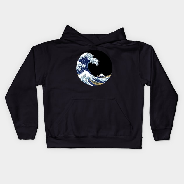 Great Wave Off Kanagawa Aesthetic Design Kids Hoodie by FLARE US